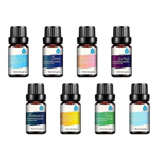 Pursonic 8 Pack Of 100% Pure Essential Aromatherapy Oils In Multicolor