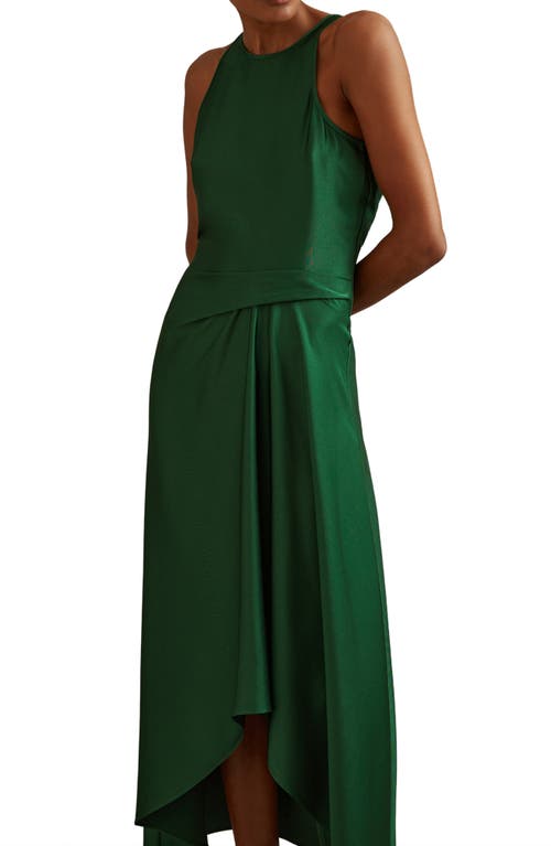 Shop Reiss Micah Sleeveless High-low Satin Dress In Green