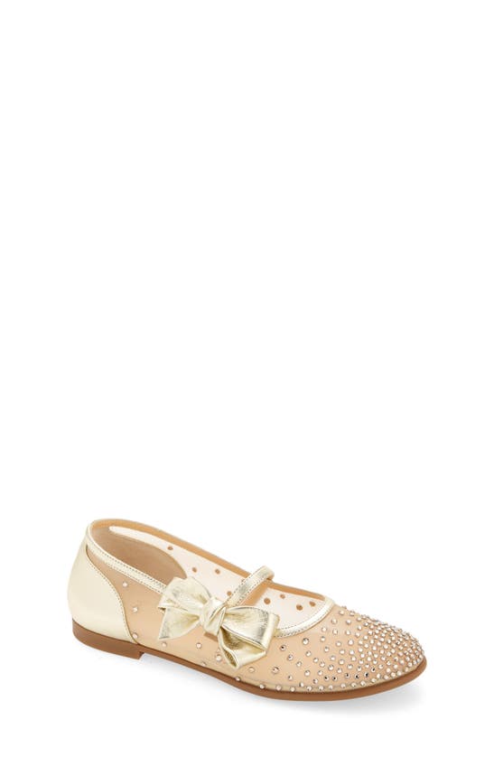 Christian Louboutin Kids' Melodie Strass Ballet Flats In Version Platine