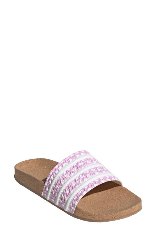 Adidas Originals Adidas Women's Adilette Print Slide Sandals In Bliss Lilac/ White/ Gum