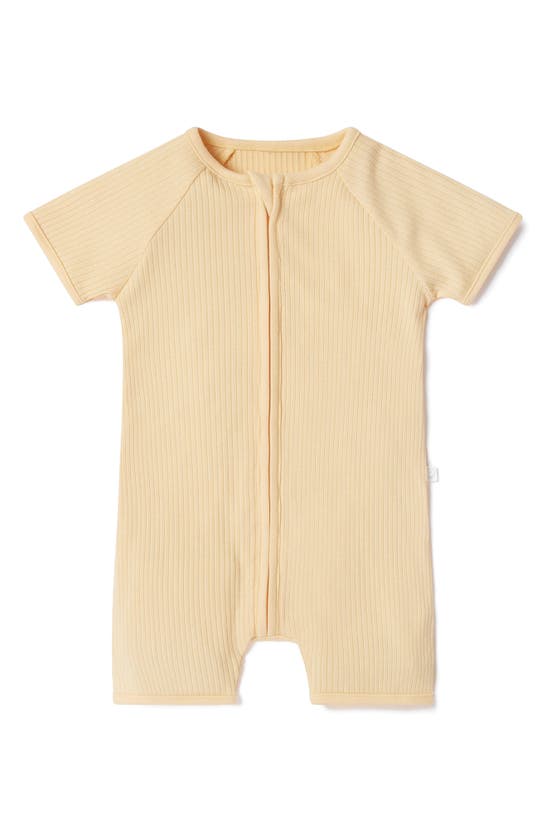 Shop Mori Rib Fitted One-piece Short Pajamas In Ribbed Yellow