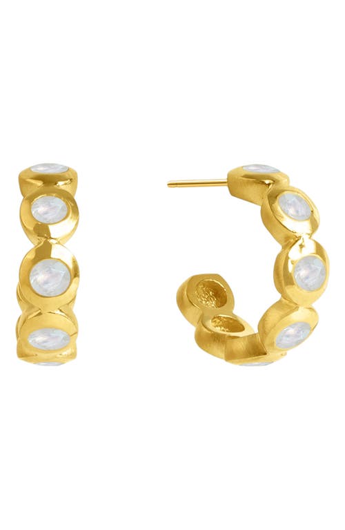 Signature Eternity Huggie Hoop Earrings in Moonstone/gold