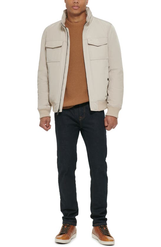 Dockers Quilted Lined Flight Bomber Jacket In Stone
