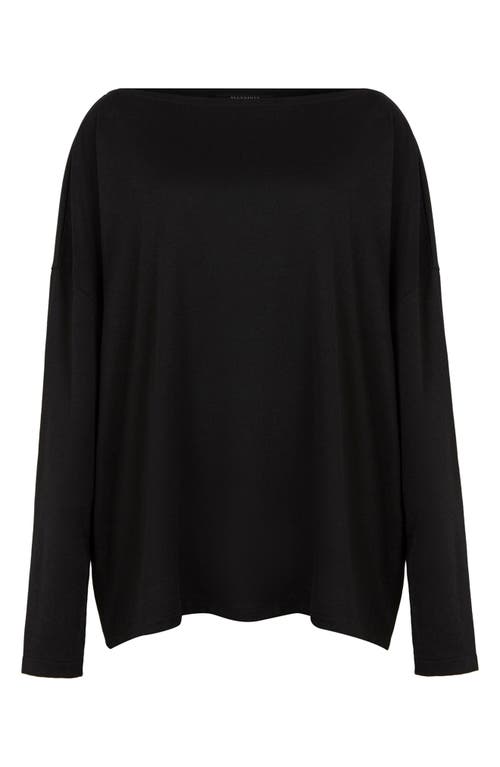 Shop Allsaints Rita Long Sleeve Boatneck T-shirt In Black