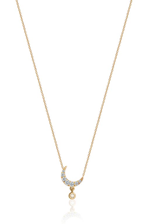 Gabi Rielle 14k Over Silver Cz Mini Moon Necklace In Gold