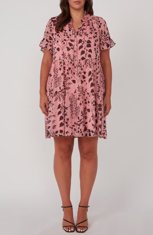 Estelle Aurora Tiered Minidress In Rose/black