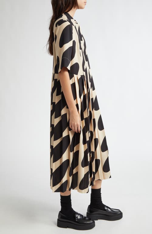 Shop Marimekko Pliitti Linssi Button Front Midi Dress In Brown Black