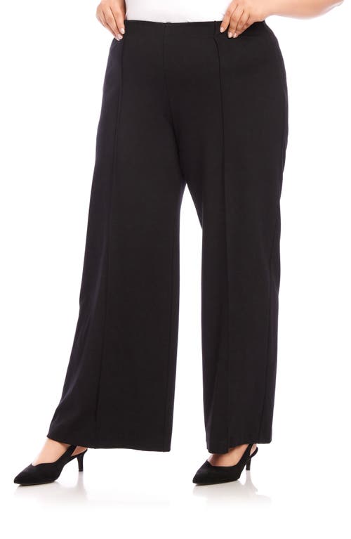 Karen Kane Pintuck Crop Wide Leg Pants In Black