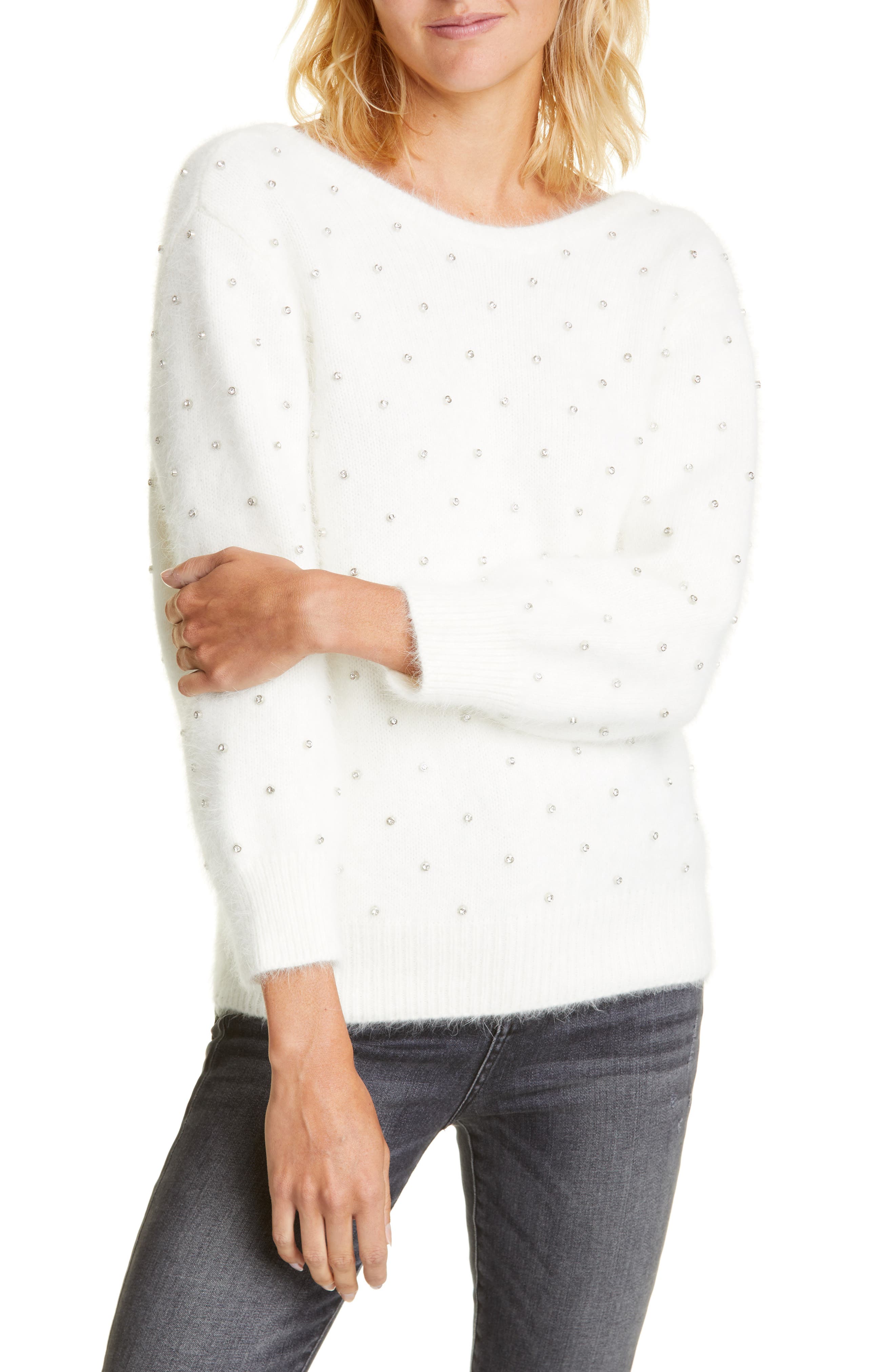Ba&sh Sweaters Amby Rhinestone Detail Angora Blend Sweater