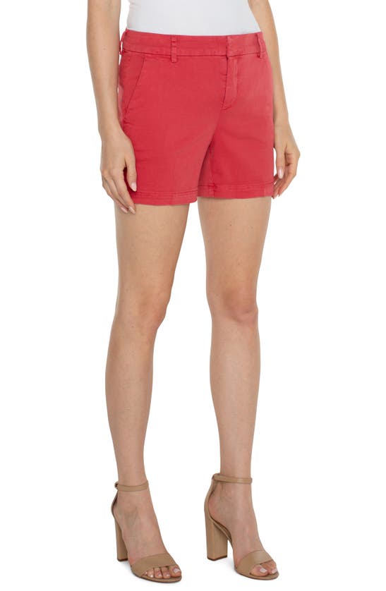 Shop Liverpool Los Angeles Kelsey Stretch Twill Trouser Shorts In Berry Blossom