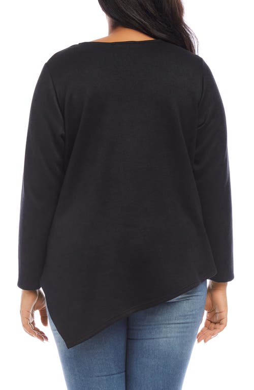 Shop Karen Kane Asymmetric Hem Long Sleeve Top In Black