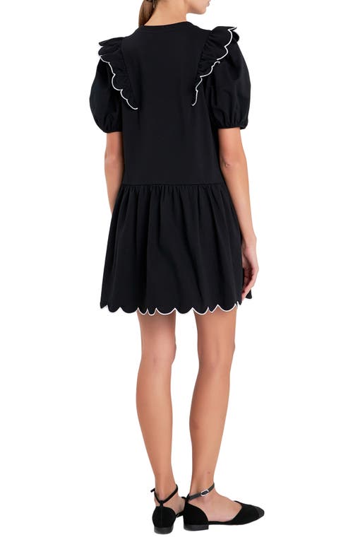 ENGLISH FACTORY ENGLISH FACTORY SCALLOP EDGE RUFFLE KNIT MINIDRESS 