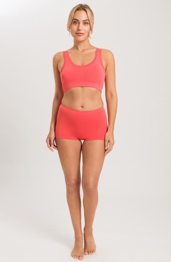 Shop Hanro Touch Feeling Padded Sports Bra In Peach Whip