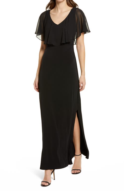 Flutter Sleeve V-Neck Dress in Black