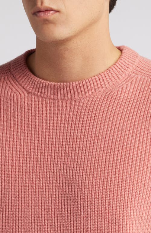 Shop Merz B Schwanen Wool & Cashmere Rib Crewneck Sweater In Rosewood