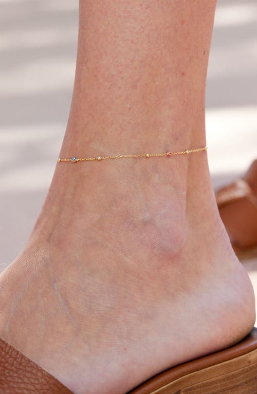 Savvy Cie Jewels Enamel Evil Eye Chain Anklet In Gold
