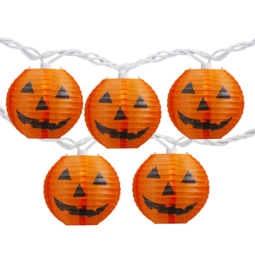 Northlight 10ct Jack-o-lantern Paper Lantern Halloween Lights In Orange
