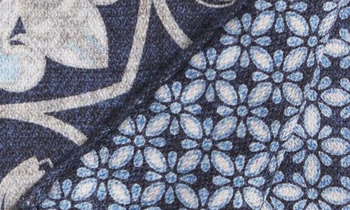 Shop Edward Armah Paisley Vine Reversible Silk Pocket Square In Navy