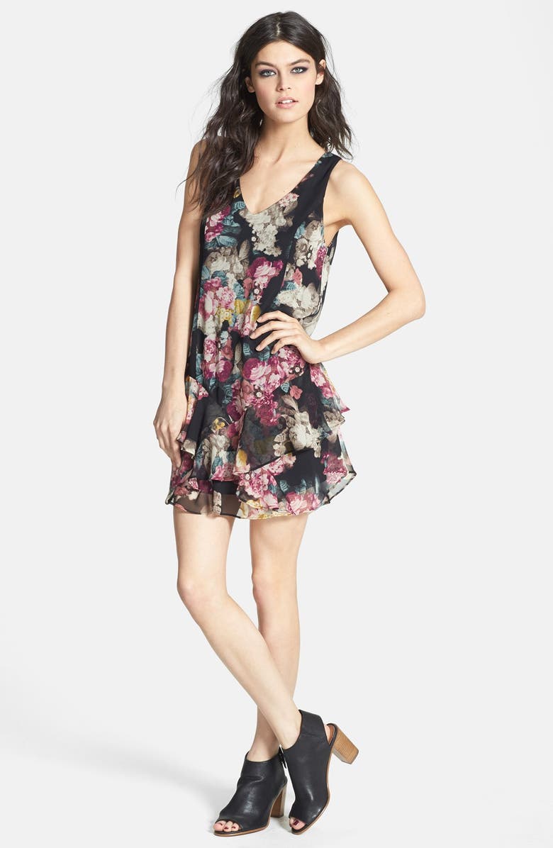 ASTR Floral Ruffle Hem Shift Dress | Nordstrom