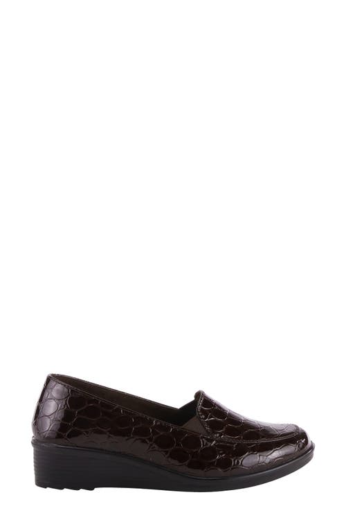 Flexus By Spring Step Biddey Wedge Loafer In Dark Brown Croco