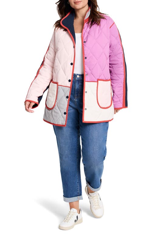 Shop Nz Active By Nic+zoe Colorblock Reversible Quilted Jacket In Pink Multi