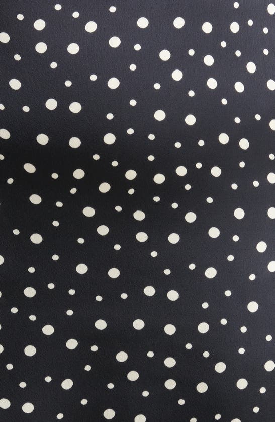 Vince Polka Dot Draped Charmeuse Skirt In Deep Marine