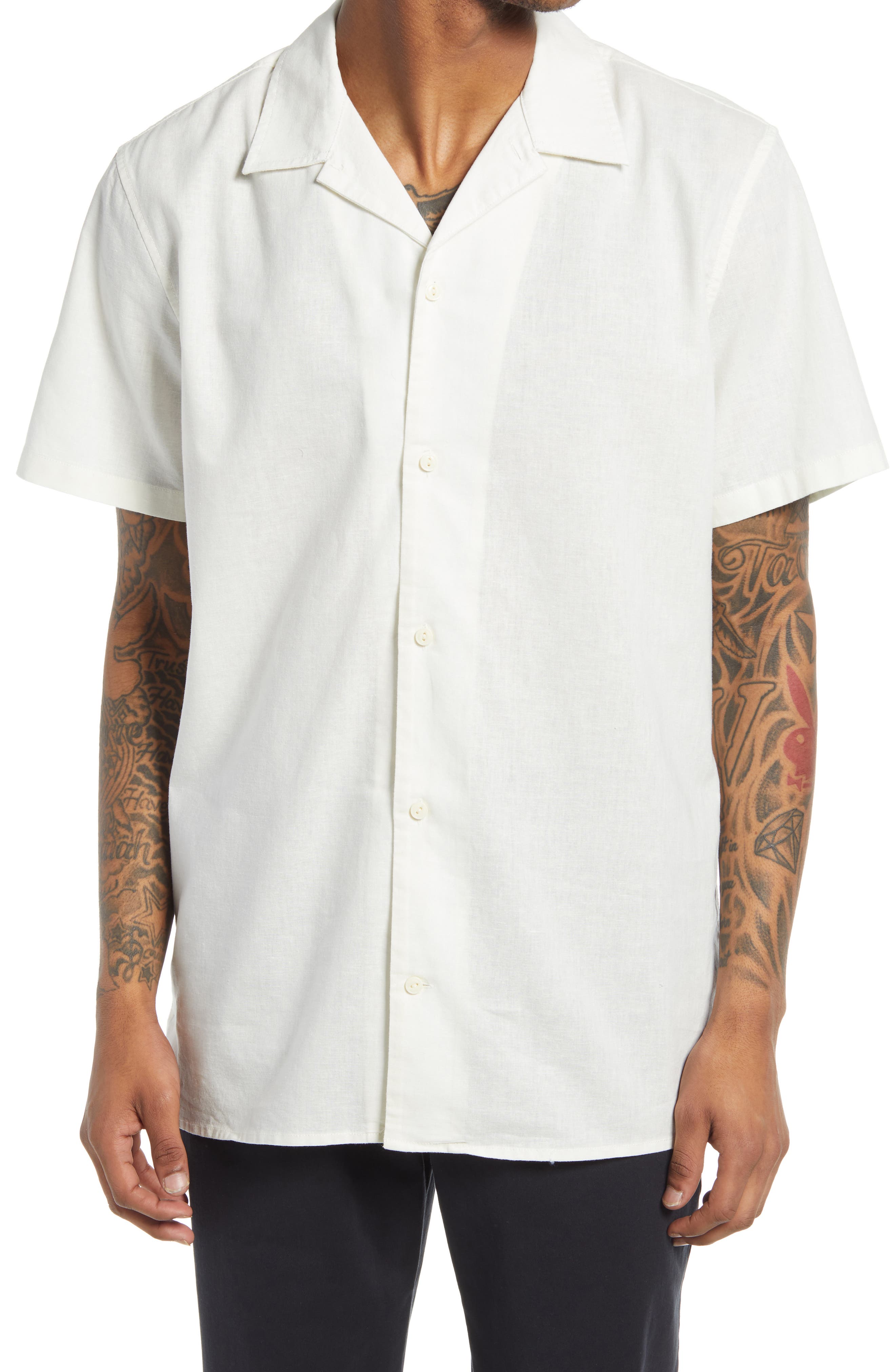 off white button up mens