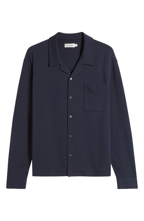 Shop Frame Long Sleeve Duo Fold Relaxed Shirt In Navy