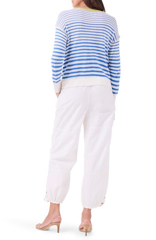 Nic + Zoe Supersoft Striped Up Sweater In Blue Multi