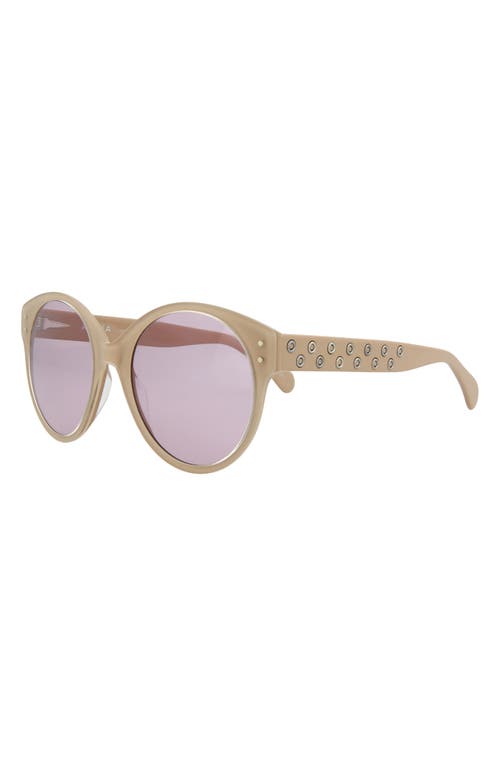 Alaïa Round-frame Acetate Sunglasses In Beige Violet