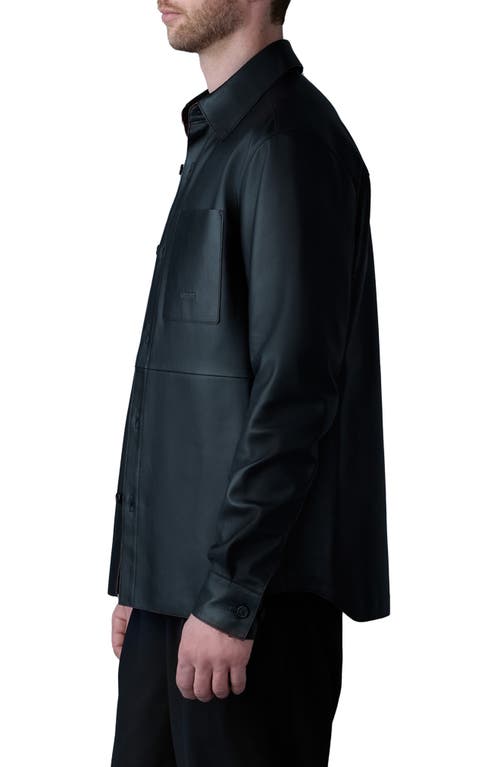 Shop Mackage Remington Leather Shirt Jacket In Black-garnet