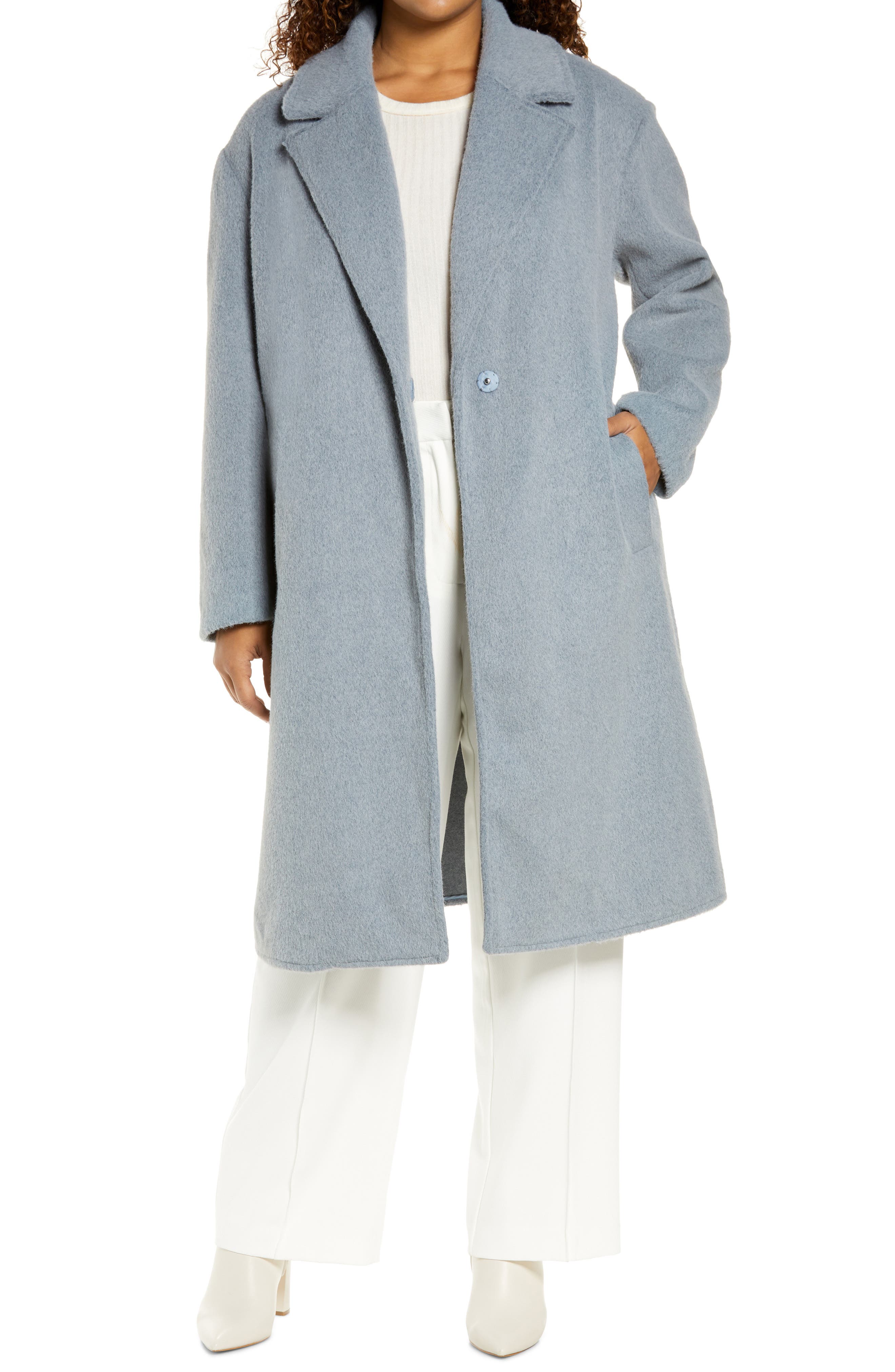 Light blue wool blend coat Clearance