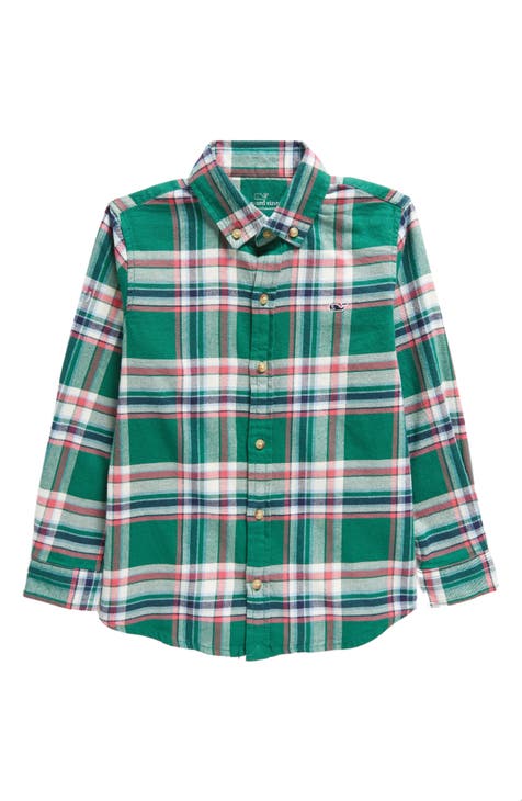 Kids' Plaid Stretch Flannel Button-Down Shirt (Big Kid)