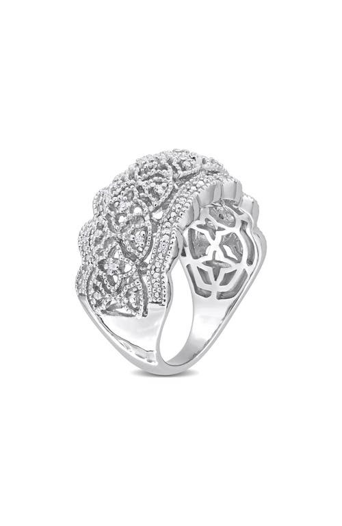 Delmar Sterling Silver Diamond Lace Band Ring In White
