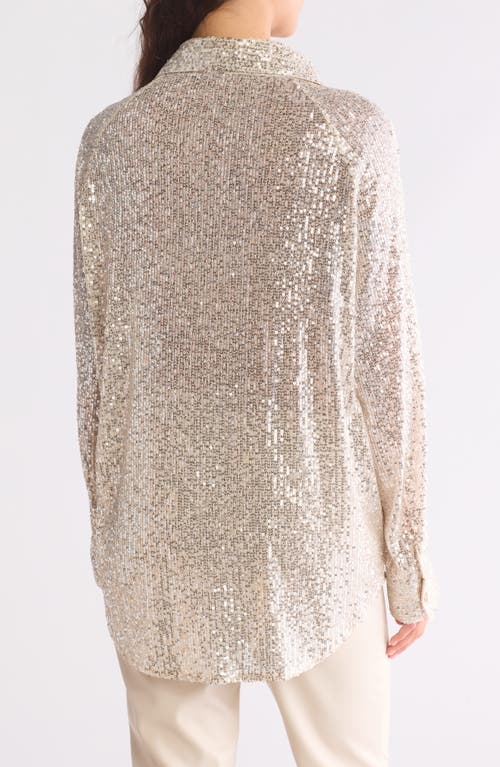 Wishlist Sequin Button-up Blouse In Champagne