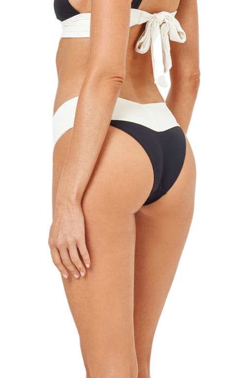 L*space Quinn High Cut Bikini Bottoms In Black/cream