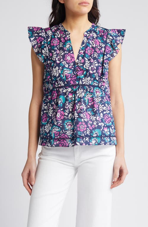 Misha Floral Cotton Top in Woodblock Floral