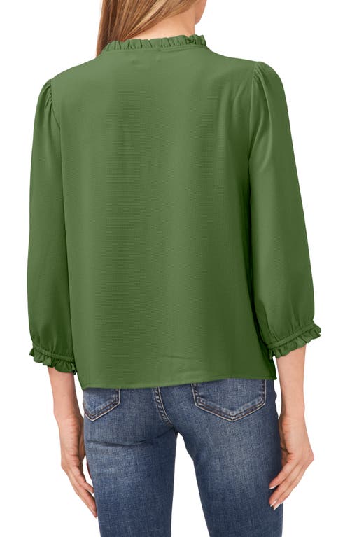 Shop Cece Ruffle V-neck Blouse In Dark Clover Green