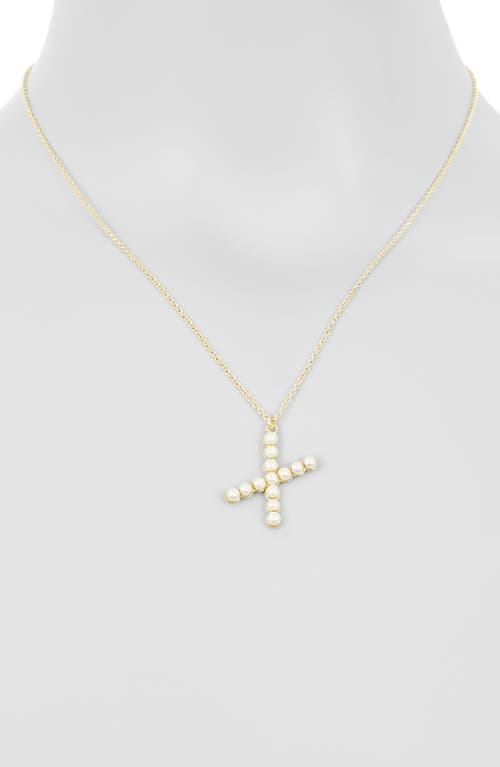 Meshmerise Imitation Pearl Initial Pendant Necklace In Yellow-x