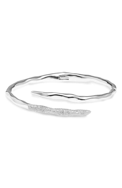 Ippolita Stardust Squiggle Pavé Diamond Bypass Bangle Bracelet in Silver at Nordstrom, Size 2