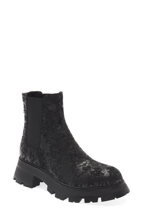 DKNY Sasha Lug Chelsea Boot Black Cracked Leather at Nordstrom,