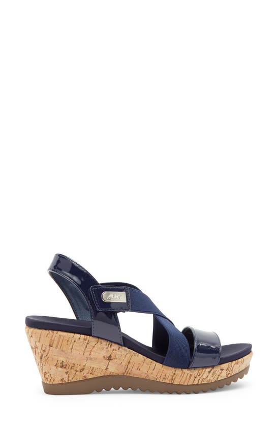 Shop Anne Klein Runit Wedge Platform Sandal In Navy