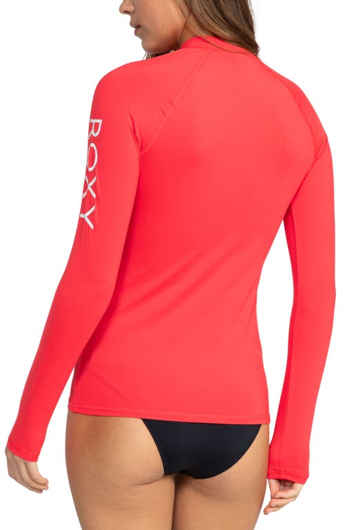 Shop Roxy Whole Hearted Long Sleeve Rashguard In Hibiscus