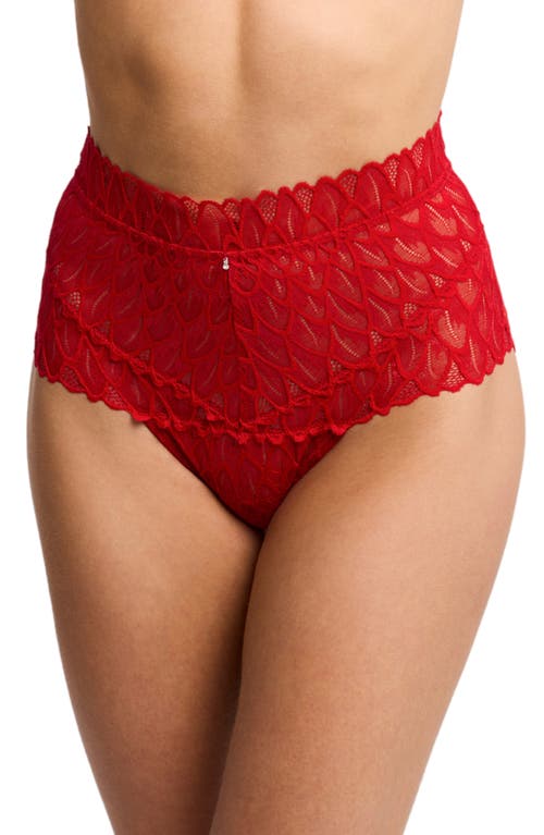 Lacey High Waist Lace Briefs in Sweet Red