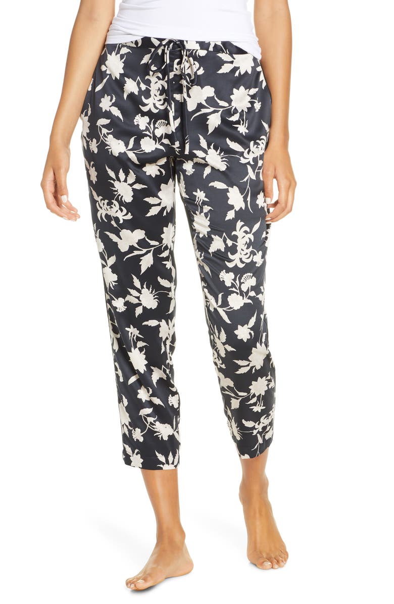 NATORI Fiesta Crop Pajama Pants, Main, color, BKC BLACK/ COCOON