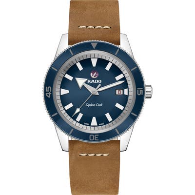 Rado Hyperchrome Captain Cook Automatic Leather Strap Watch, 42Mm