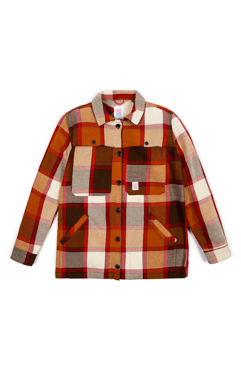 Topo Designs Mountain Oversize Plaid Organic Cotton Shirt Jacket ...