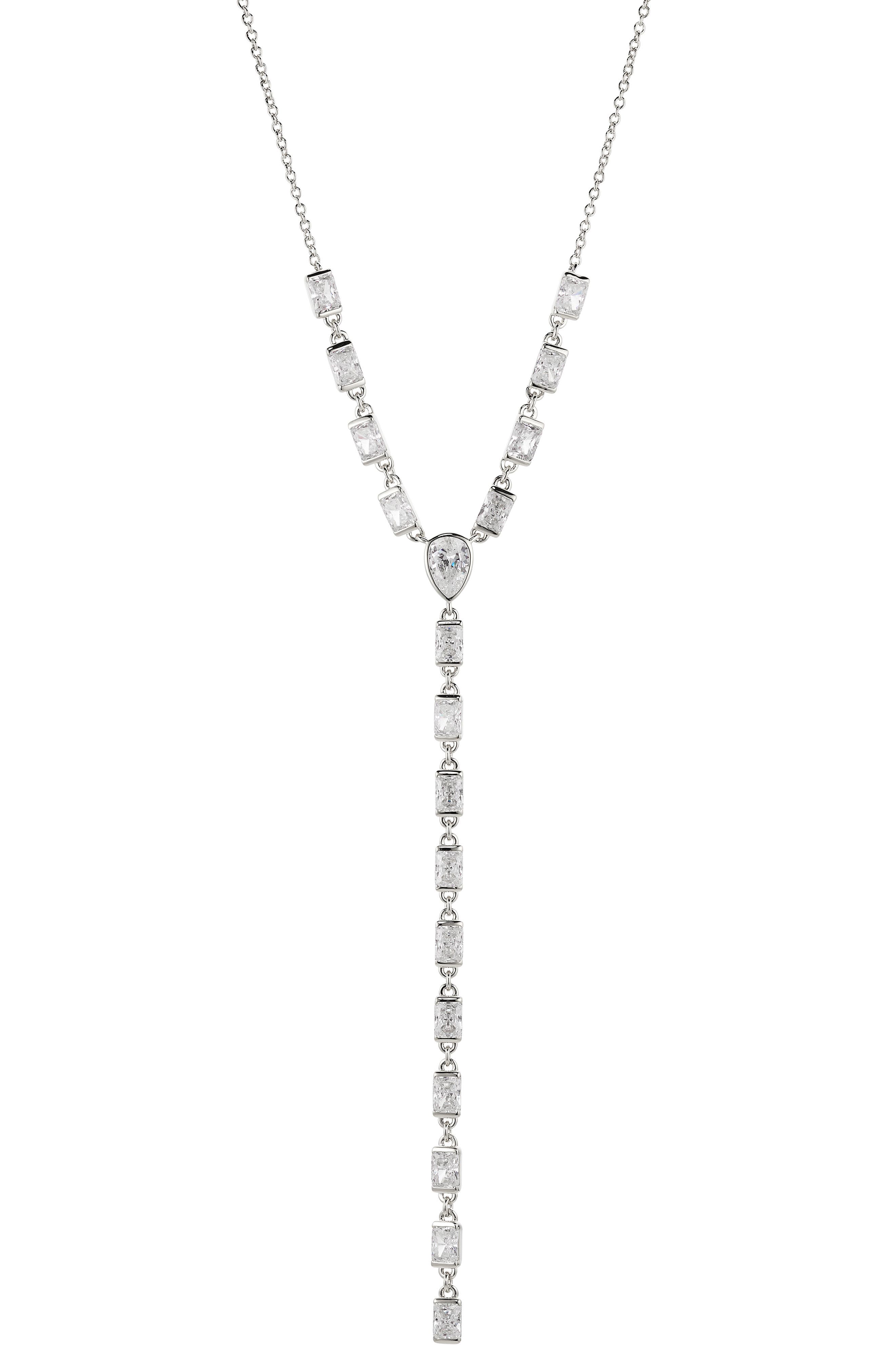 CHELINE White CZ Initial Z Necklace with 18 Inch Chain