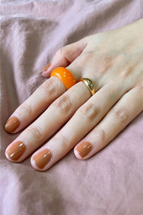 Seree Mandarin Orange Jade Stone Ring In Orange