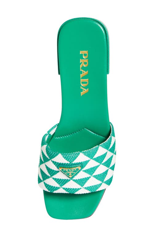 Shop Prada Logo Slide Sandal In Mango/bianco